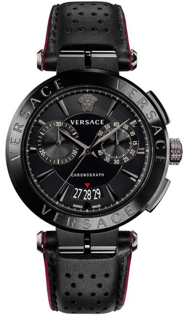 Review Versace Aion Chronograph 45mm VBR030017 Black Leather watch Review